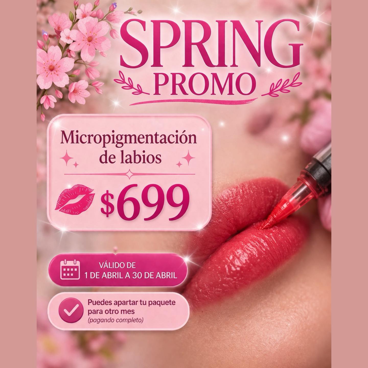 The Beauty Clinic Facebook ad: Micropigmentación de Labios