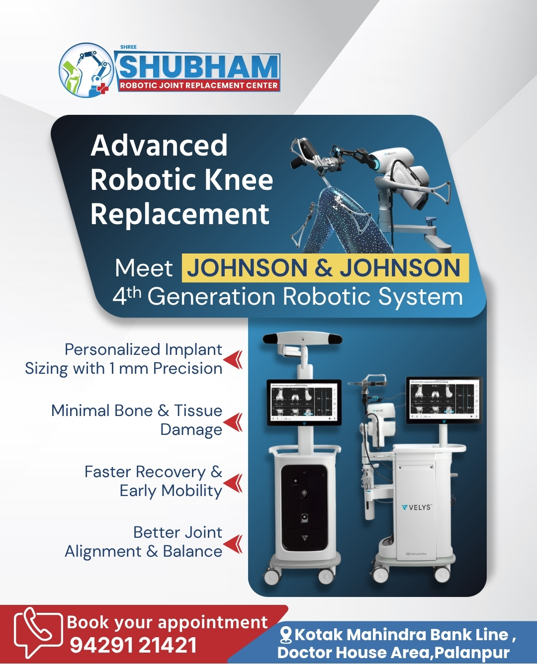 Shree Shubham Advance Joint Replacement Center Facebook ad: Walk Pain-Free with Advanced Robotic Knee Replacement