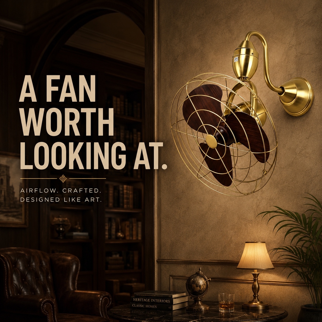 Light Art Studio India Facebook ad: Introducing the All-New Caged Toucan Golden Wall Fan…