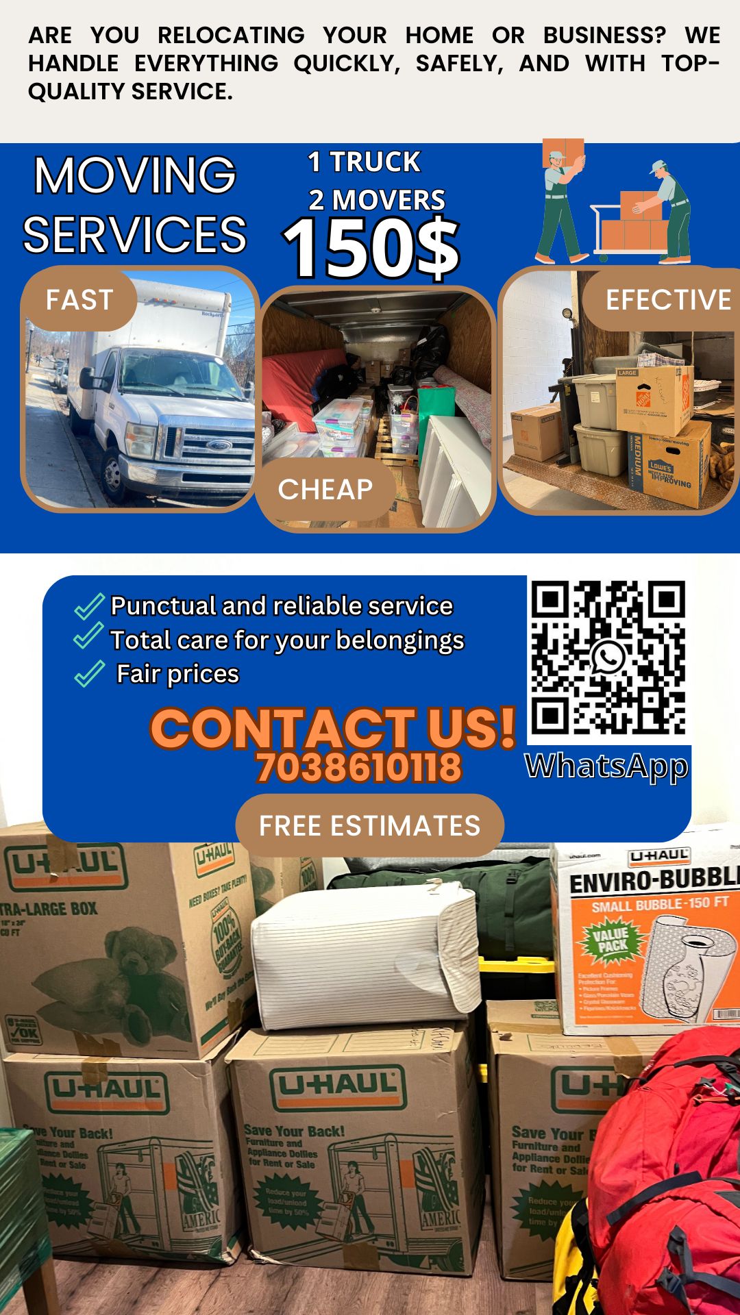 Moving All day Facebook ad: Need a fast and affordable move in Virginia?