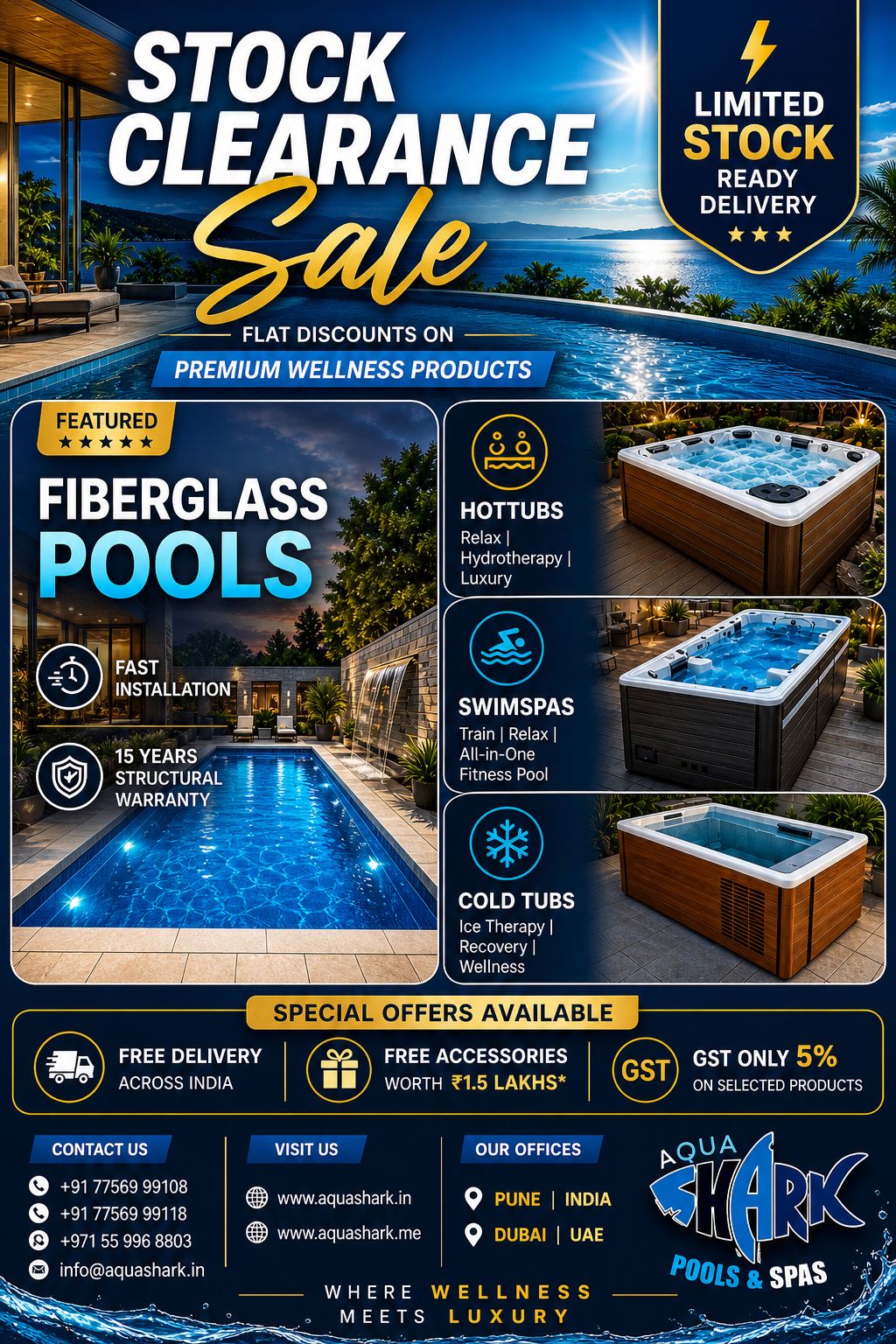 Aquashark Pools And Spas Facebook ad from May 12, 2026