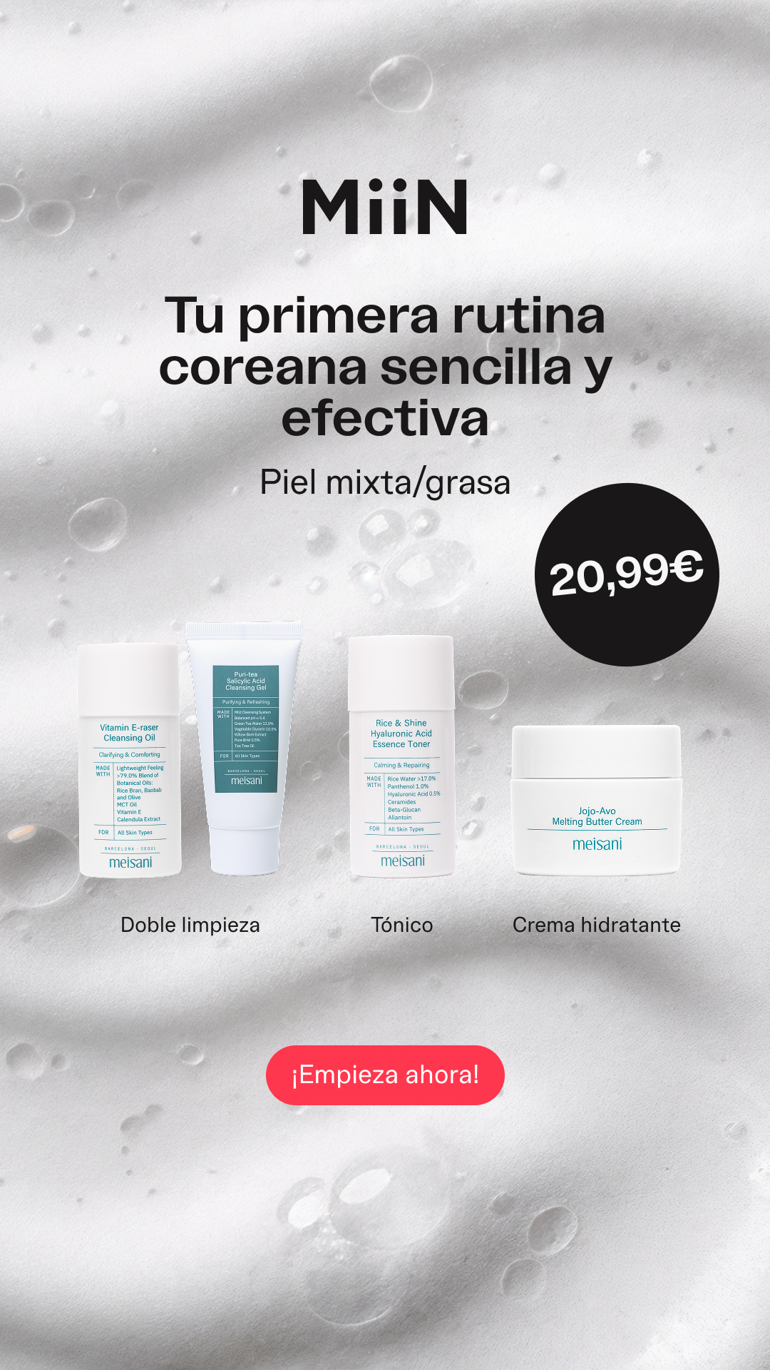 MiiN Korean Cosmetics Facebook ad: Ideal para piel normal o seca.