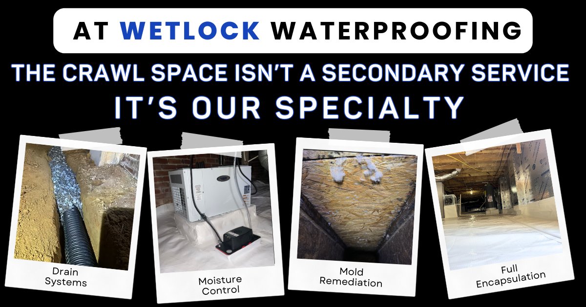 Wetlock Waterproofing Facebook ad: When it comes to your crawl space… who…