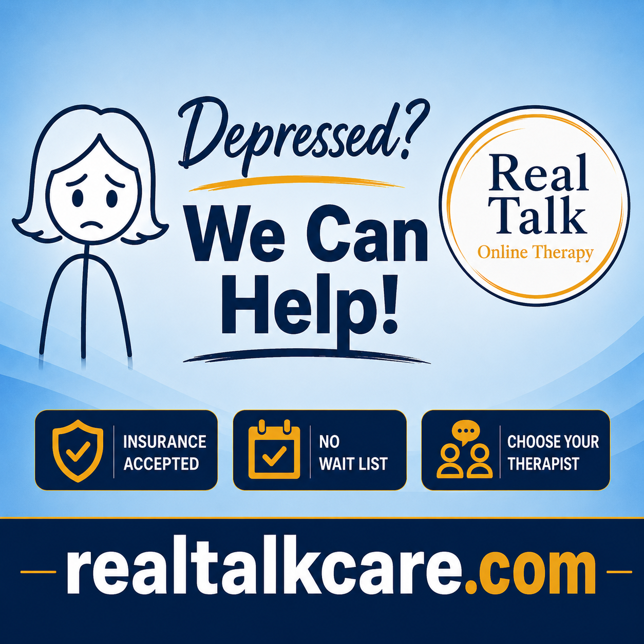 RealTalk Online Therapy Facebook ad: Proudly providing Online Counseling Services for clients…