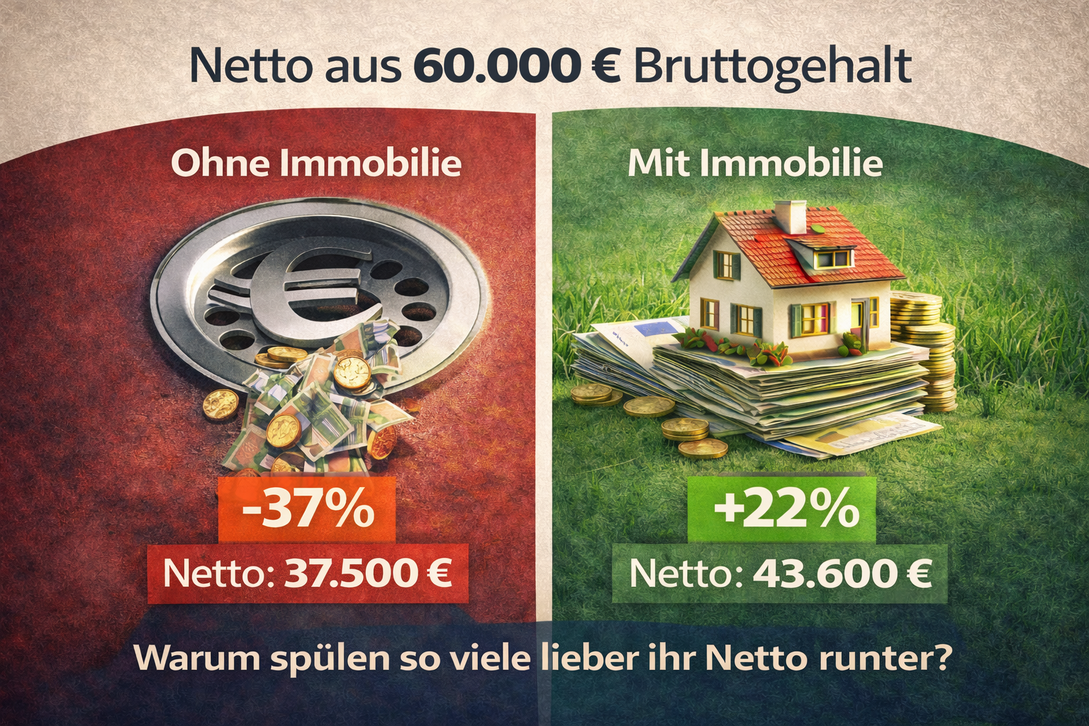 OM Gebäude Service Facebook ad: Mit Immobilien zur Altersvorsorge.