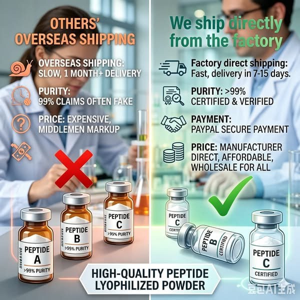 Kayla Wagner Facebook ad: Factory-direct peptides. Exceptional purity.