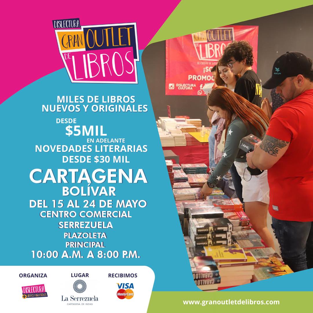 Gran Outlet de Libros Facebook ad: Cartagena … por primera vez llegamos a Serrezuela…