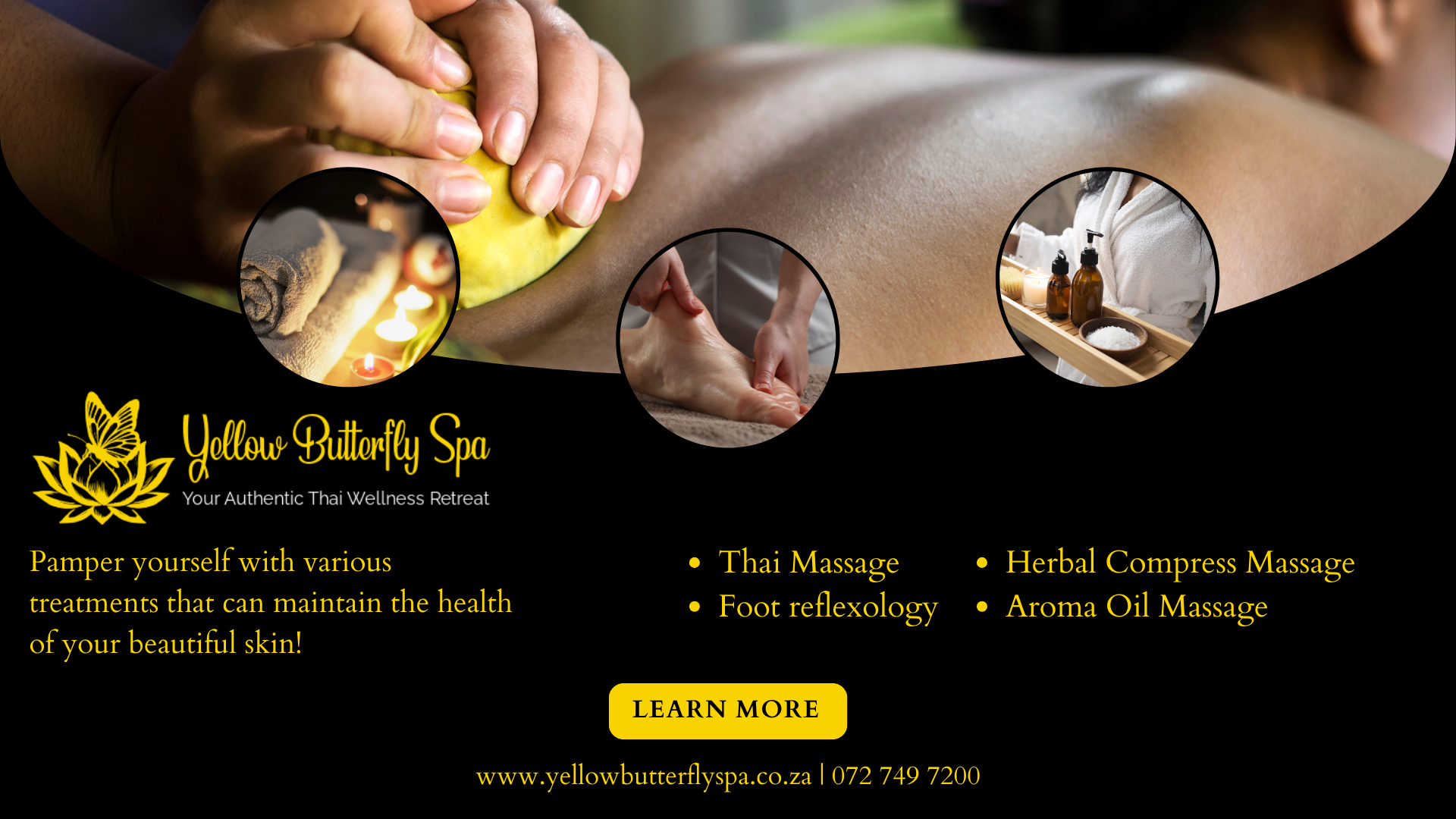 Yellow Butterfly Spa Facebook ad from Mar 27, 2025