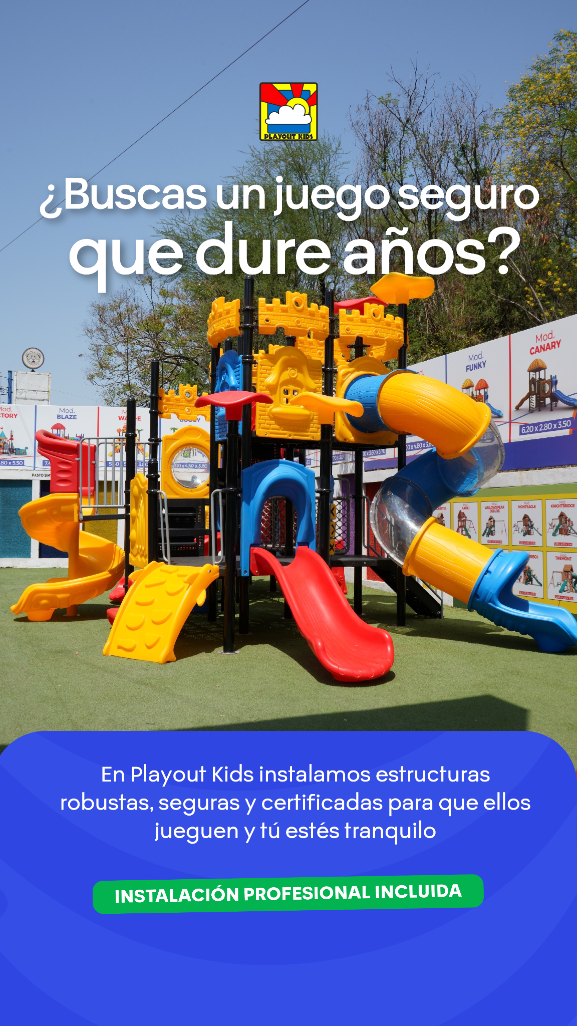 Playout Kids - Juegos Infantiles y Mobiliario Urbano Facebook ad from Mar 19, 2026