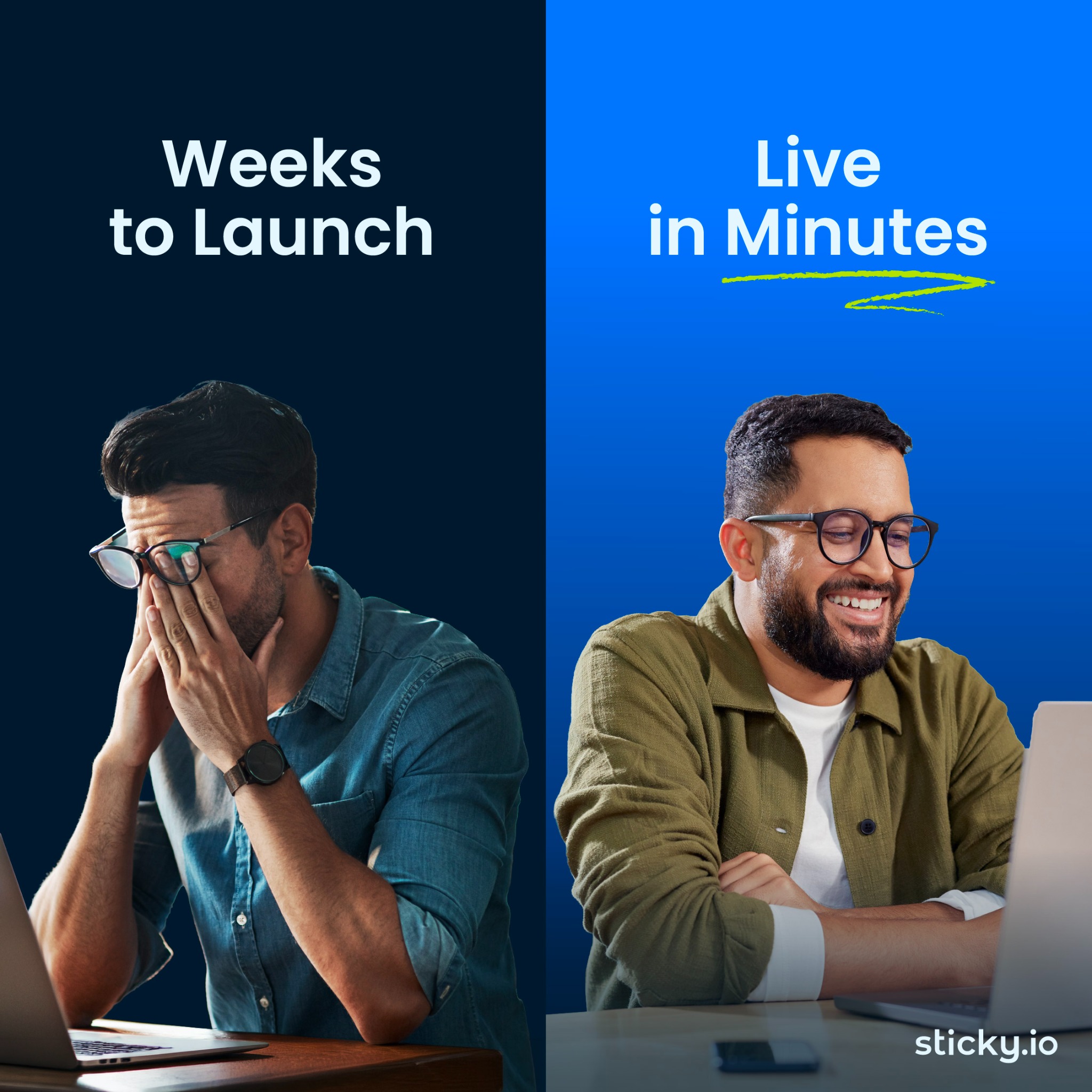 Sticky.io Facebook ad: No Dev Queue. Just Launch.