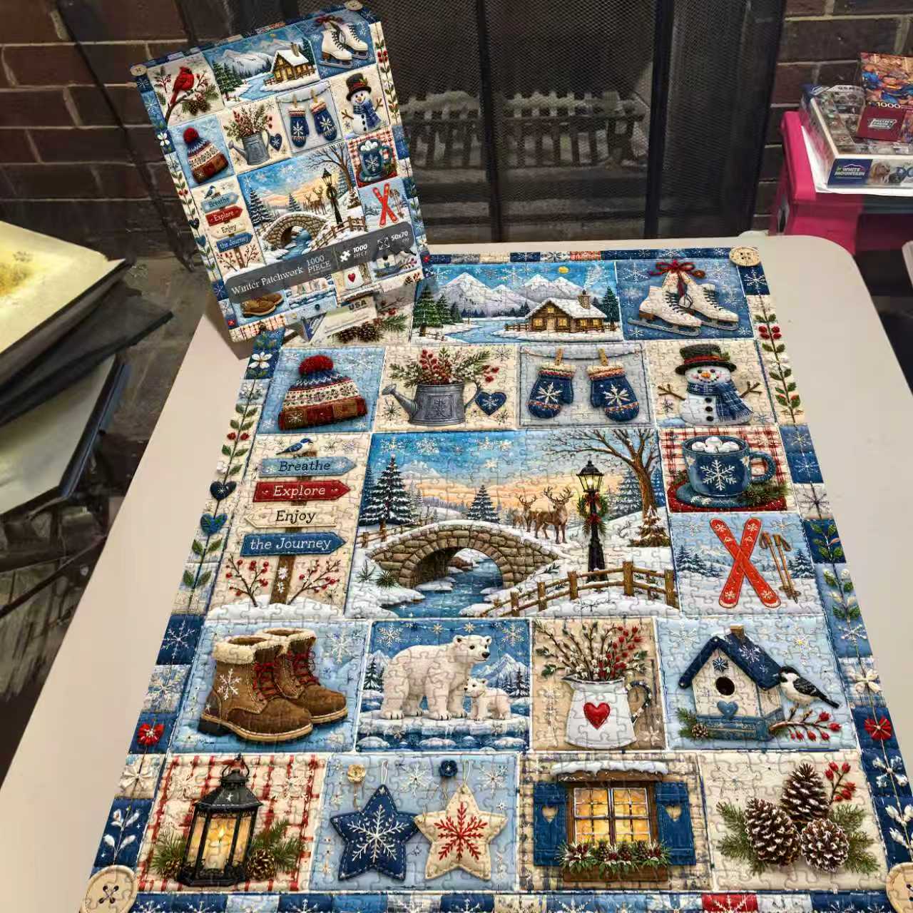 Fun-Puzzle Facebook ad: Winter Patchwork Jigsaw Puzzle 1000 Pieces