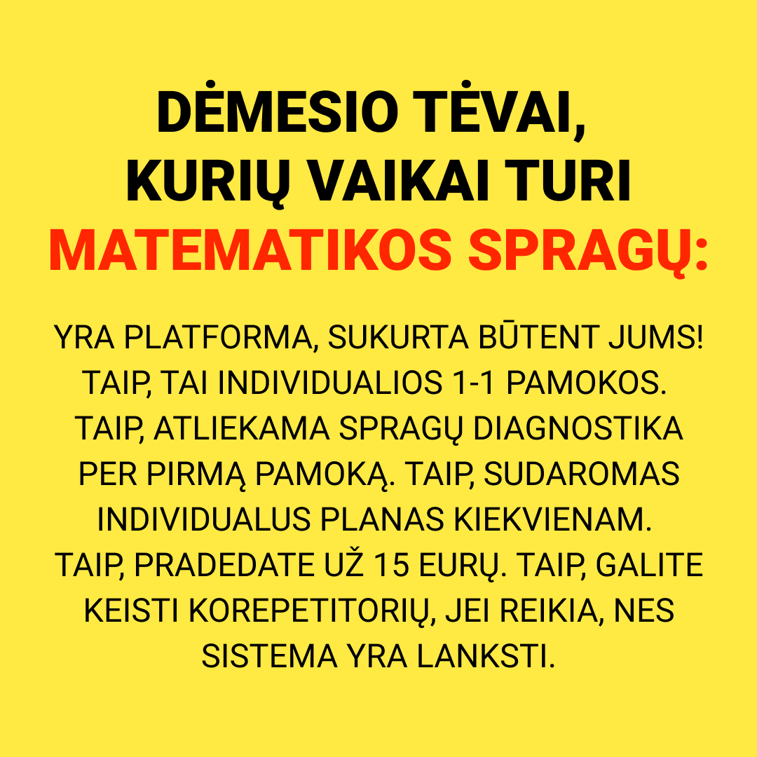 Matematikos Korepetitorė Justina Facebook ad: Išankstinė registracija
