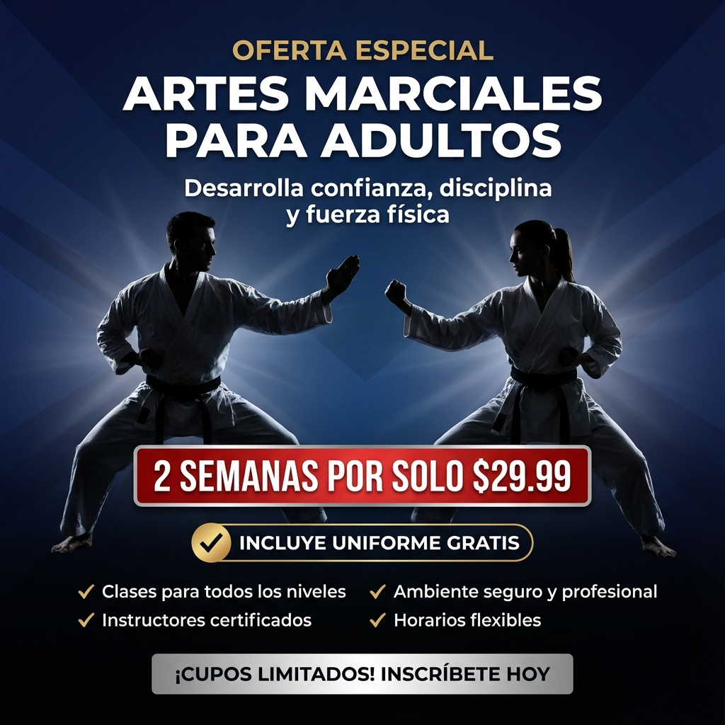 House of Champions - Academy of Martial Arts & Fitness Facebook ad: Oferta Especial: 2 Semanas de Artes Marciales por $29.99