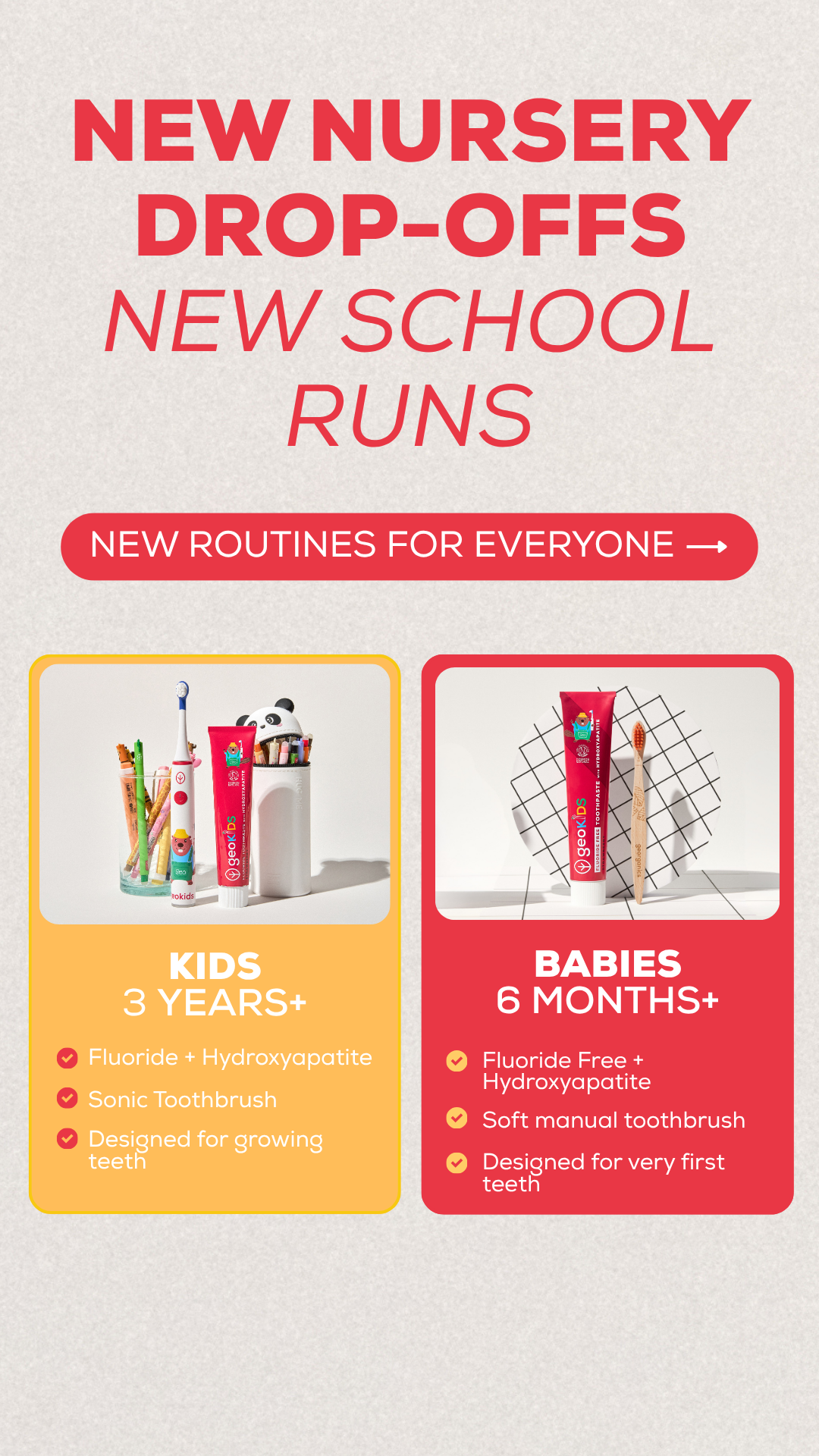 Georganics Facebook ad: Natural oral care for every age
