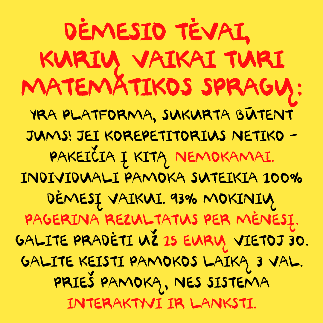 Matematikos korepetitorius Arnas Facebook ad: Išankstinė registracija