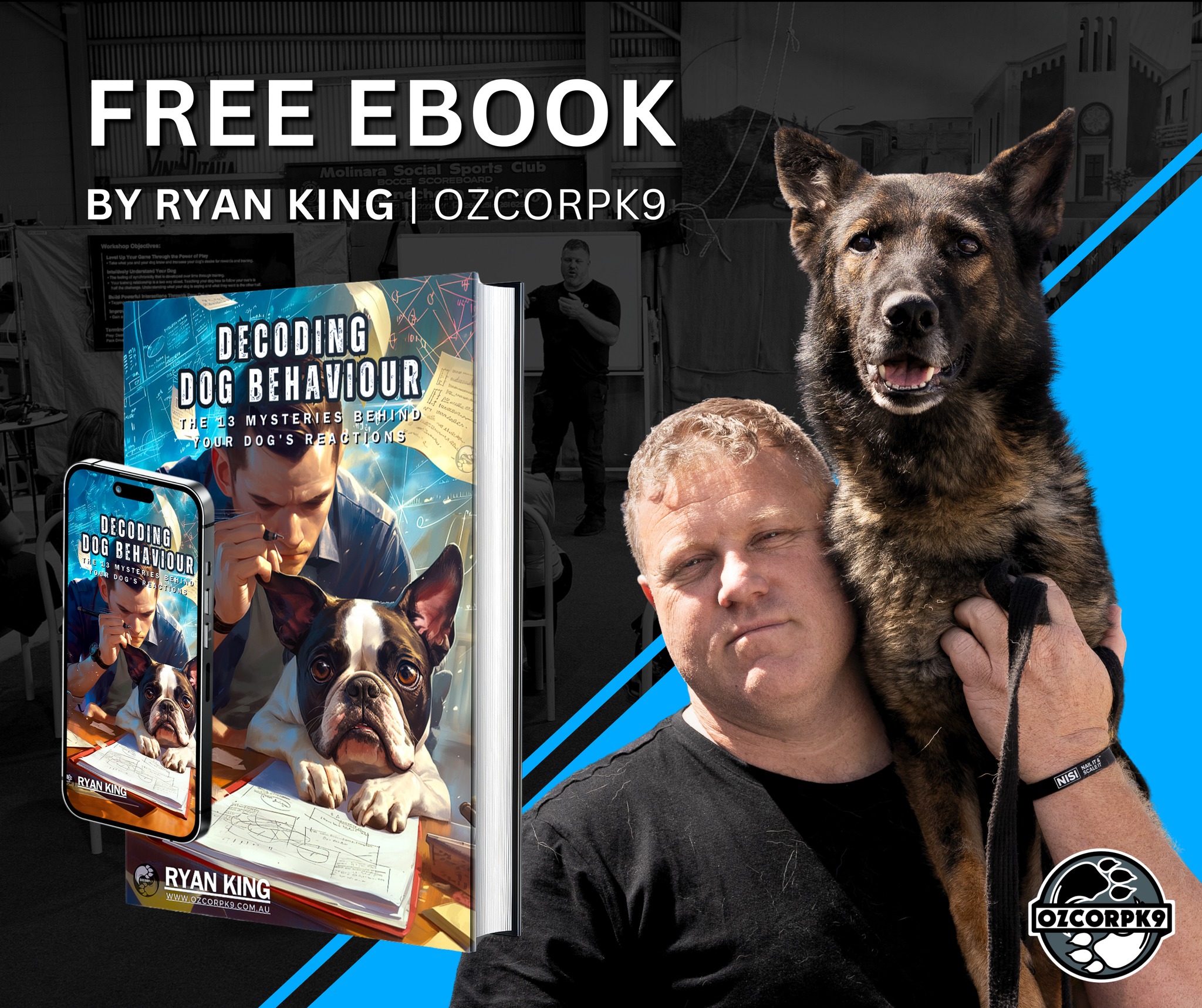 OzcorpK9 Facebook ad: FREE Dog Training Ebook
