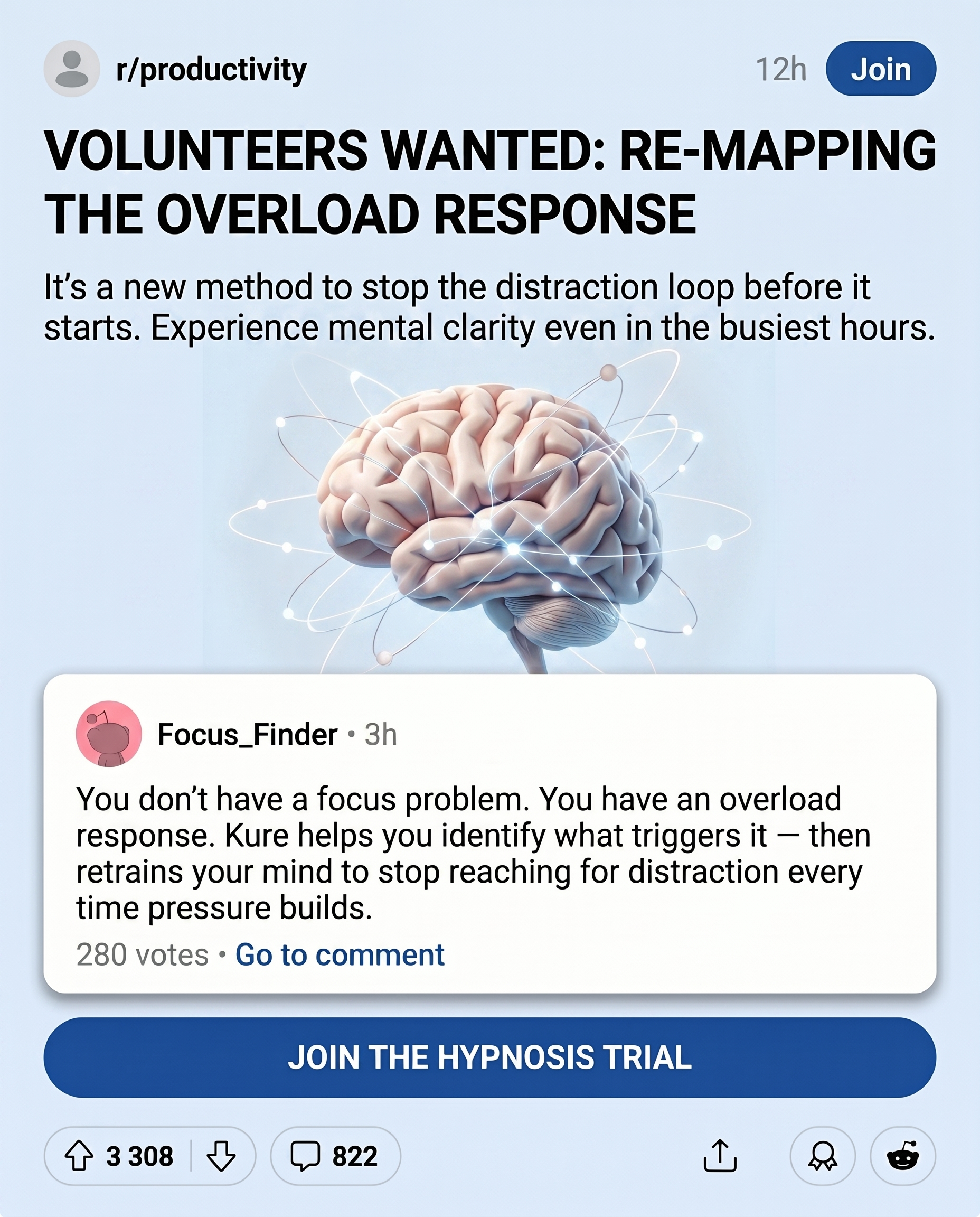 Kure for Hypnotherapy Facebook ad