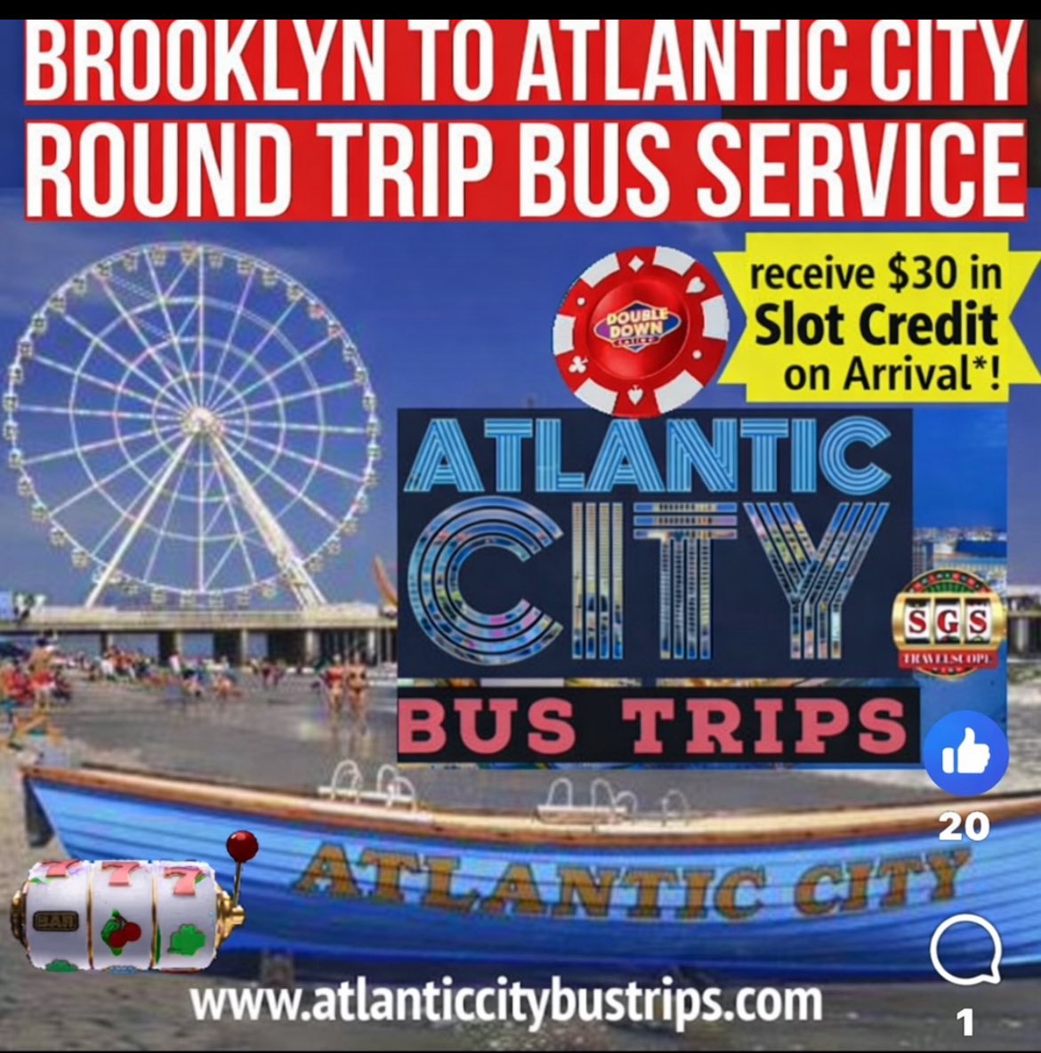 SGS Travelscope Facebook ad: Atlantic City Bus Trips