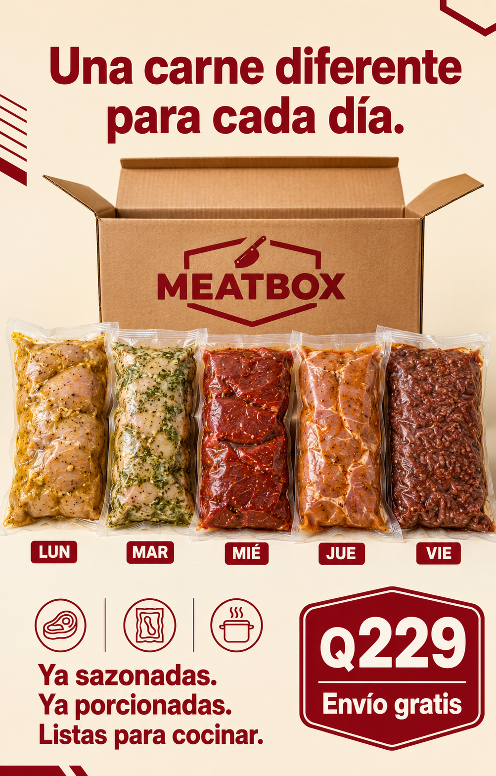 Meat Box Facebook ad: Escribenos