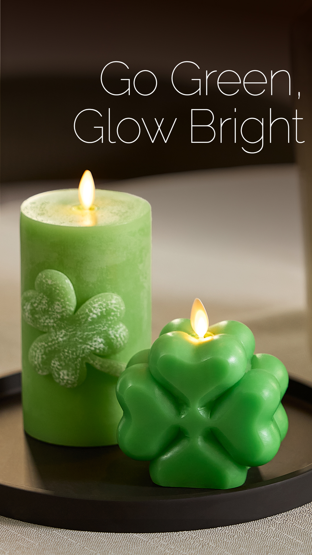 Luminara Facebook ad: Go Green, Glow Bright