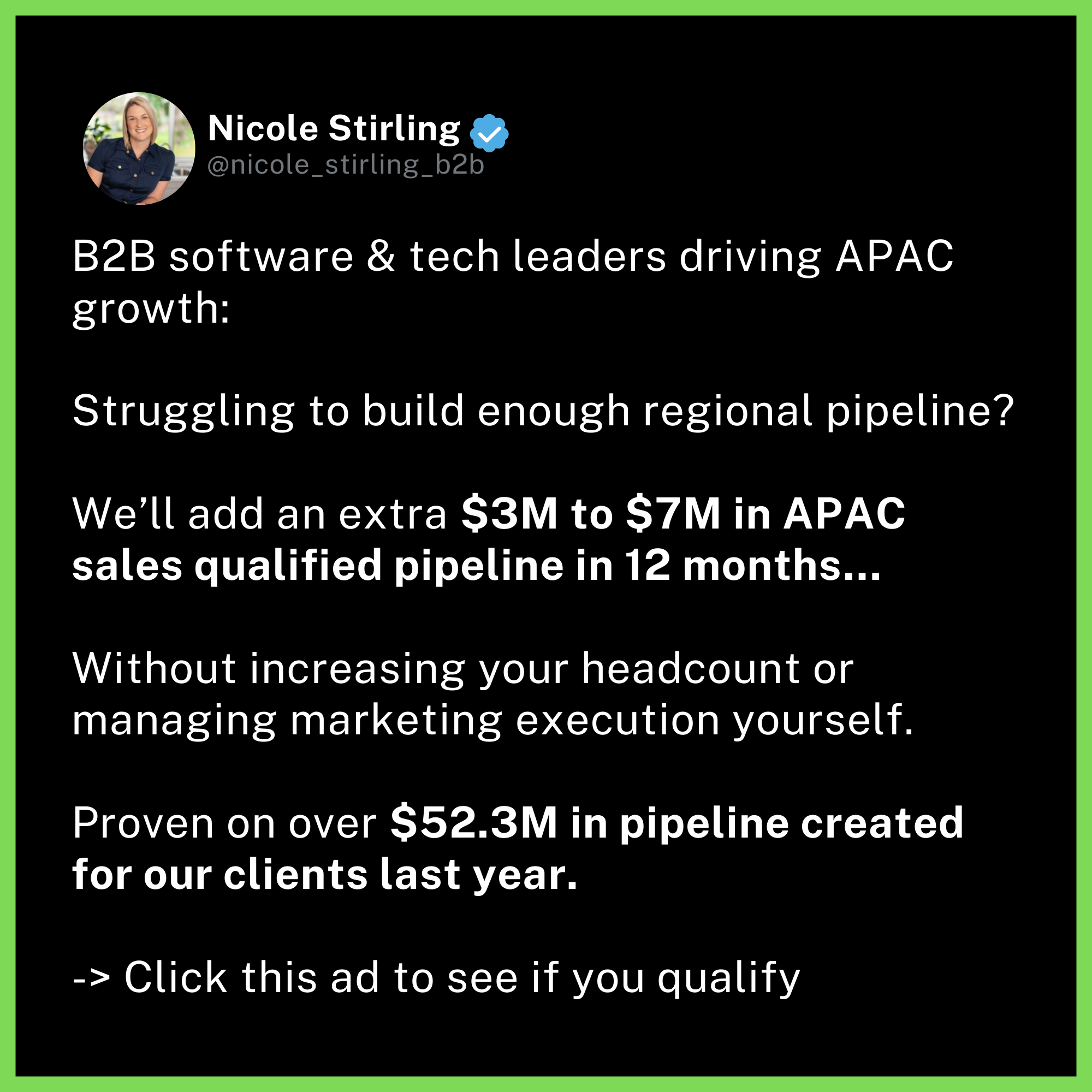 Stirling Marketing Facebook ad: Guaranteed $3M - 7M+ in sales qualified pipeline or we…