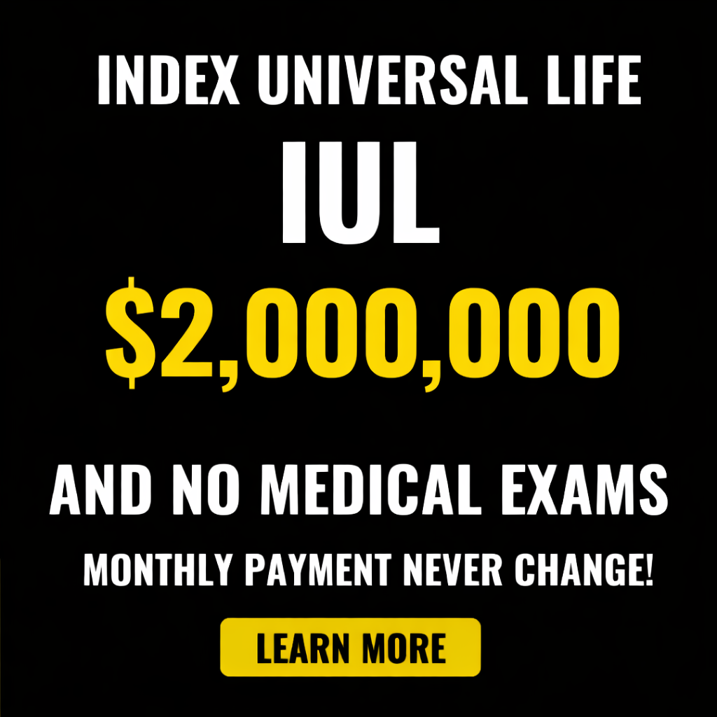 Financially Fluent Facebook ad: Up to $2M IUL Coverage, No Medical Exam