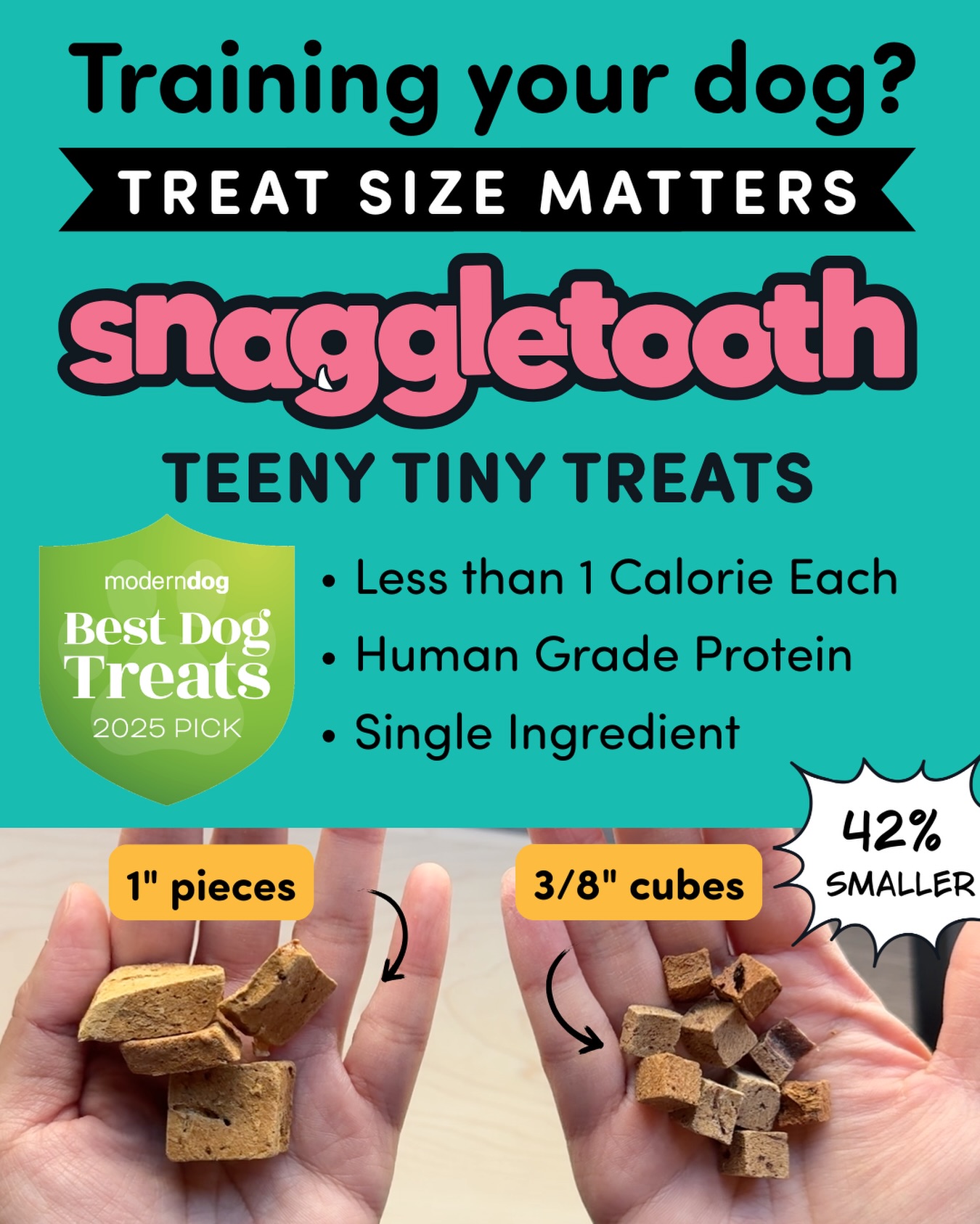 Snaggletooth Pets Facebook ad: Actually Teeny Tiny Treats