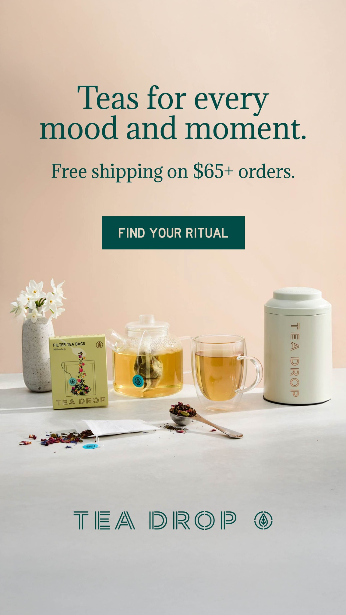 Tea Drop Facebook ad: Artisan Tea | Free shipping on $65+