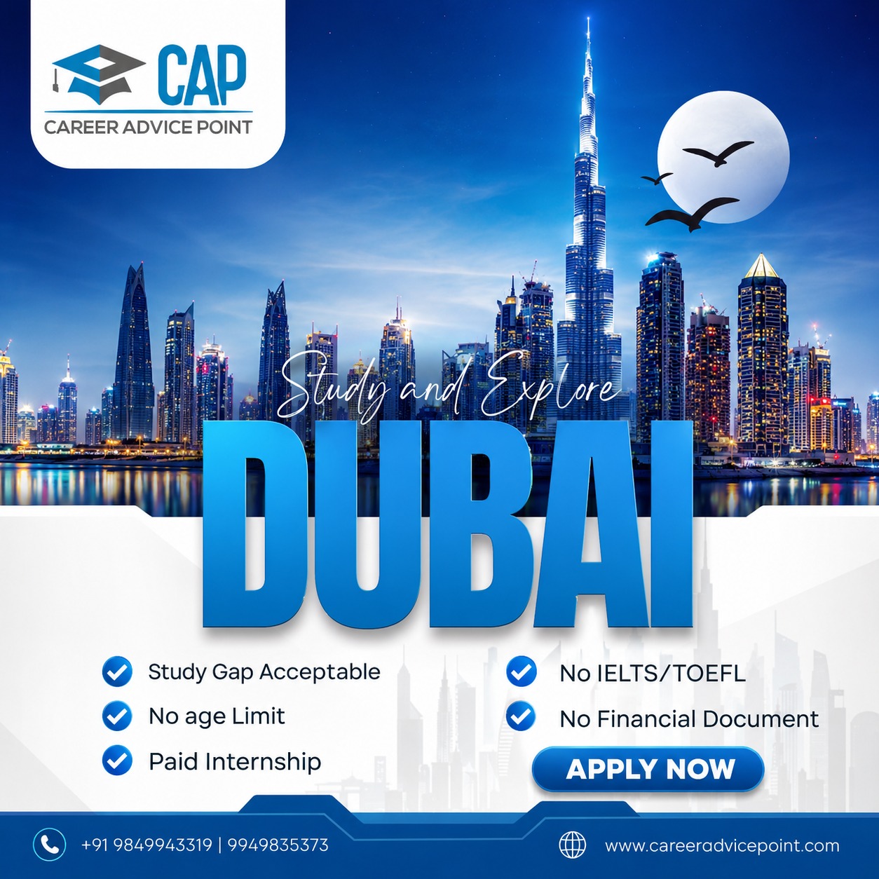 CAP Global Education Facebook ad: Study in Dubai, Apply for 2026 Intake