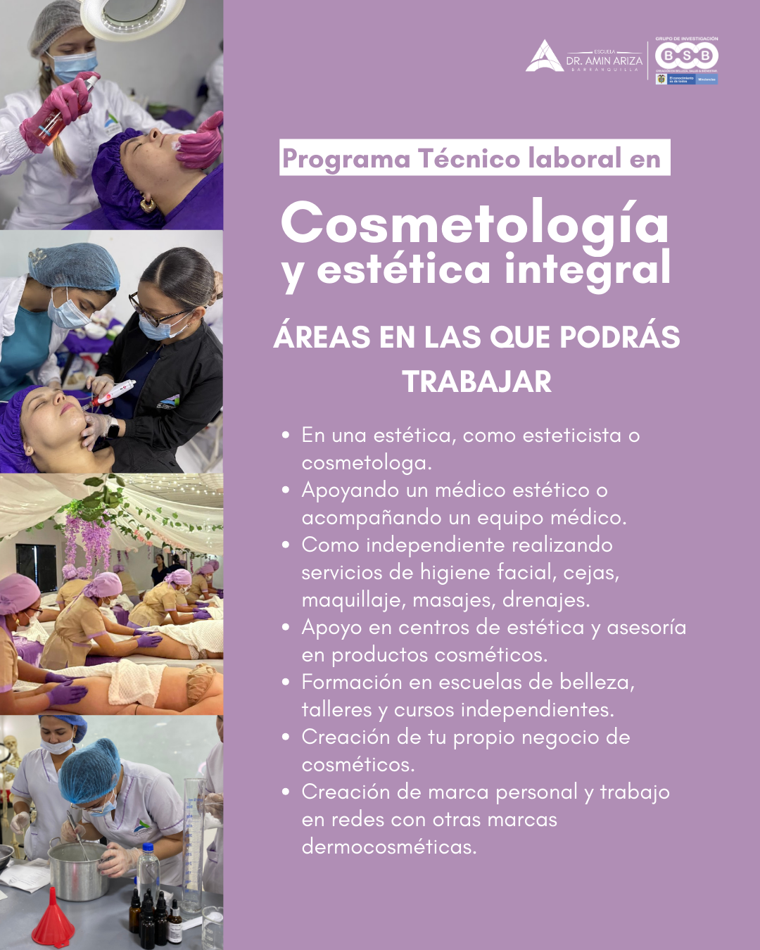 Escuela Dr. Amin Ariza Facebook ad: Programa Cosmetología Barranquilla