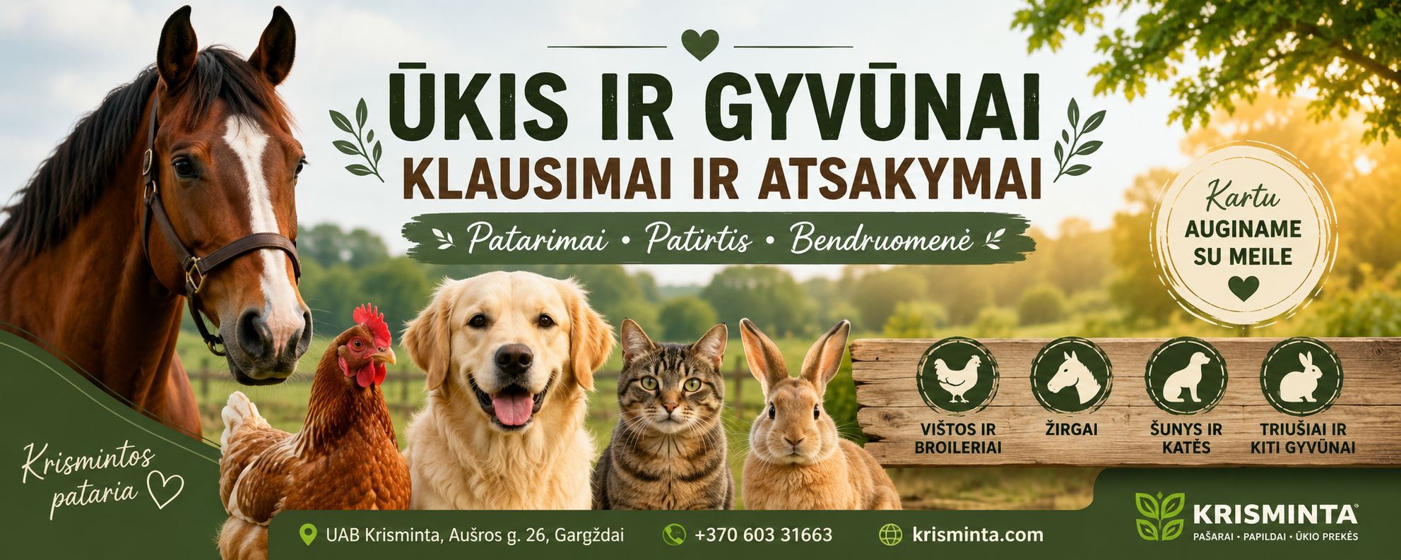 UAB Krisminta Facebook ad: ŪKIS IR GYVŪNAI - KLAUSIMAI IR ATSAKYMAI