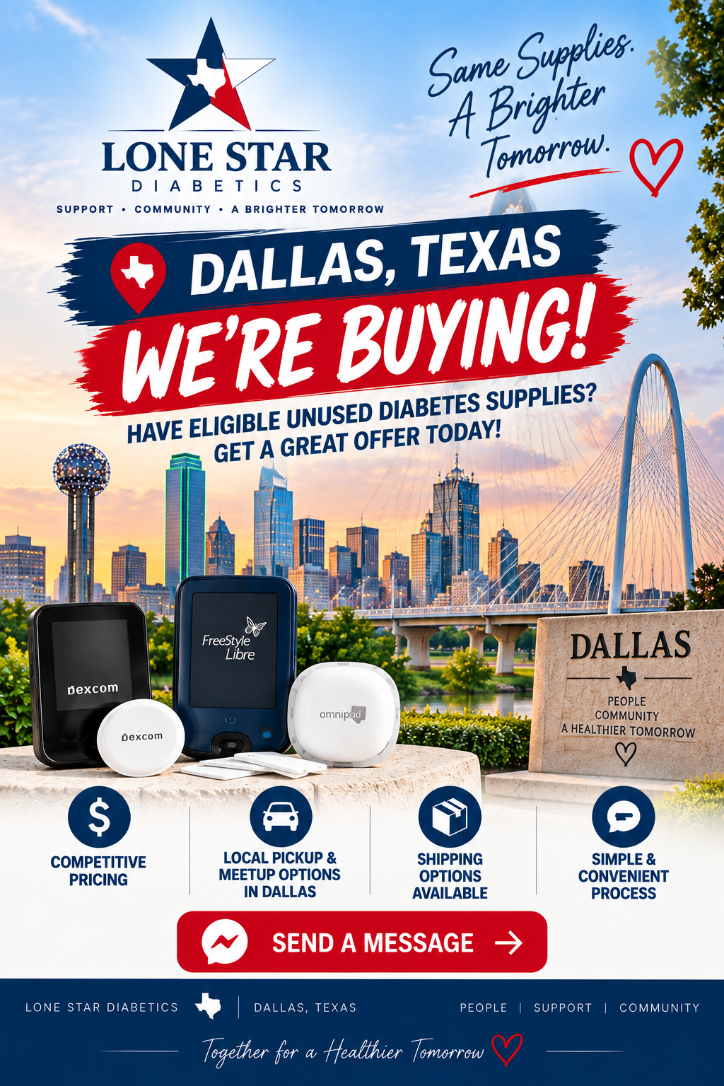 Lone Star Diabetics Facebook ad: Sell Your Diabetic Supplies Today!