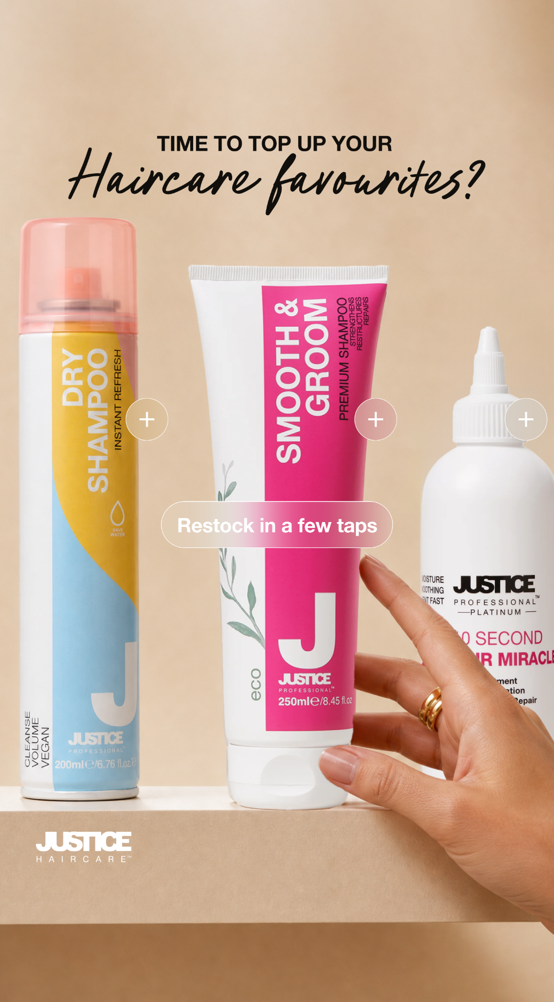 Justice Haircare Facebook ad from Aug 11, 2026