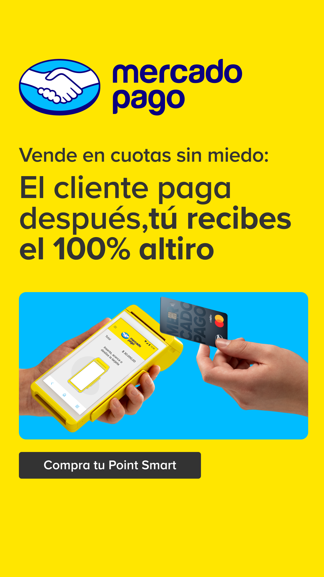 Mercado Pago Facebook ad: ¡Ofrece pagos en cuotas con tu máquina de cobro!