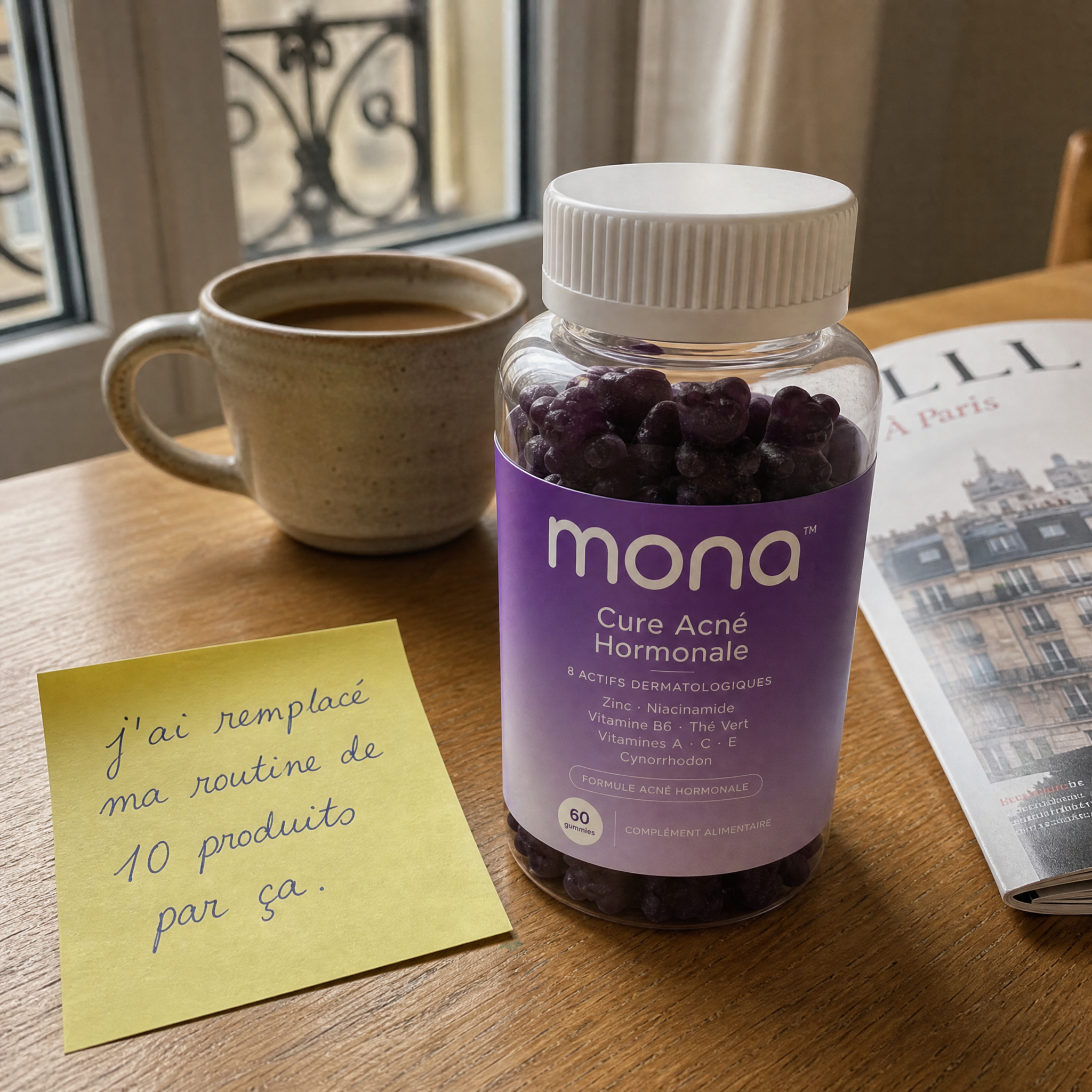 Mona Ritual Facebook ad: L'acné hormonale a sa cure.