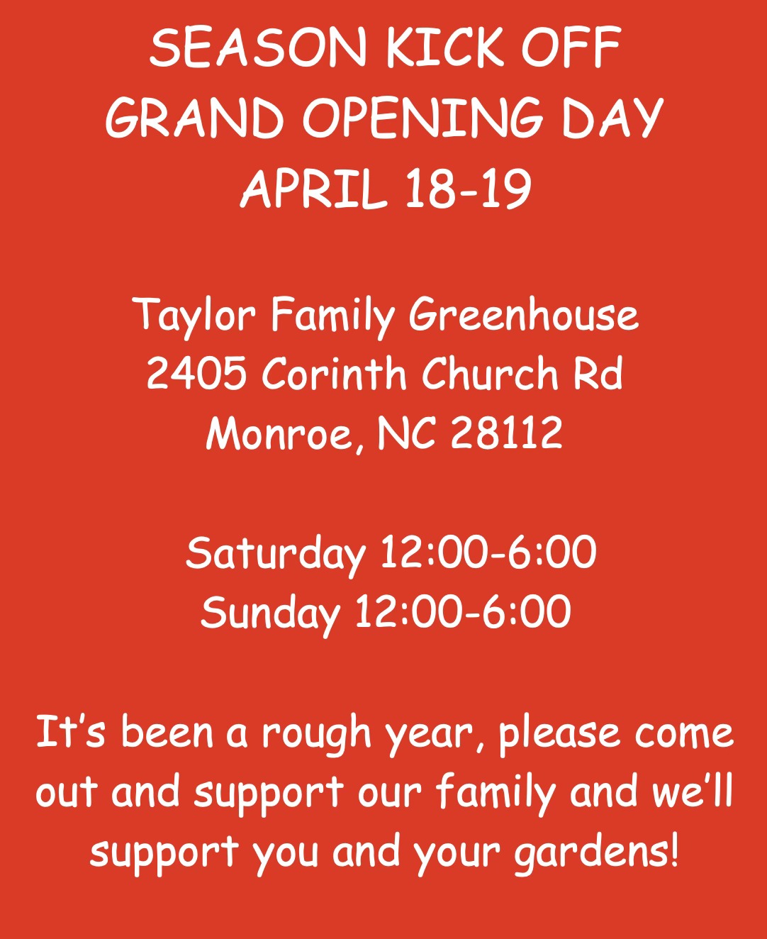 Taylor Family Greenhouse Facebook ad: If you don’t know, my name is a…
