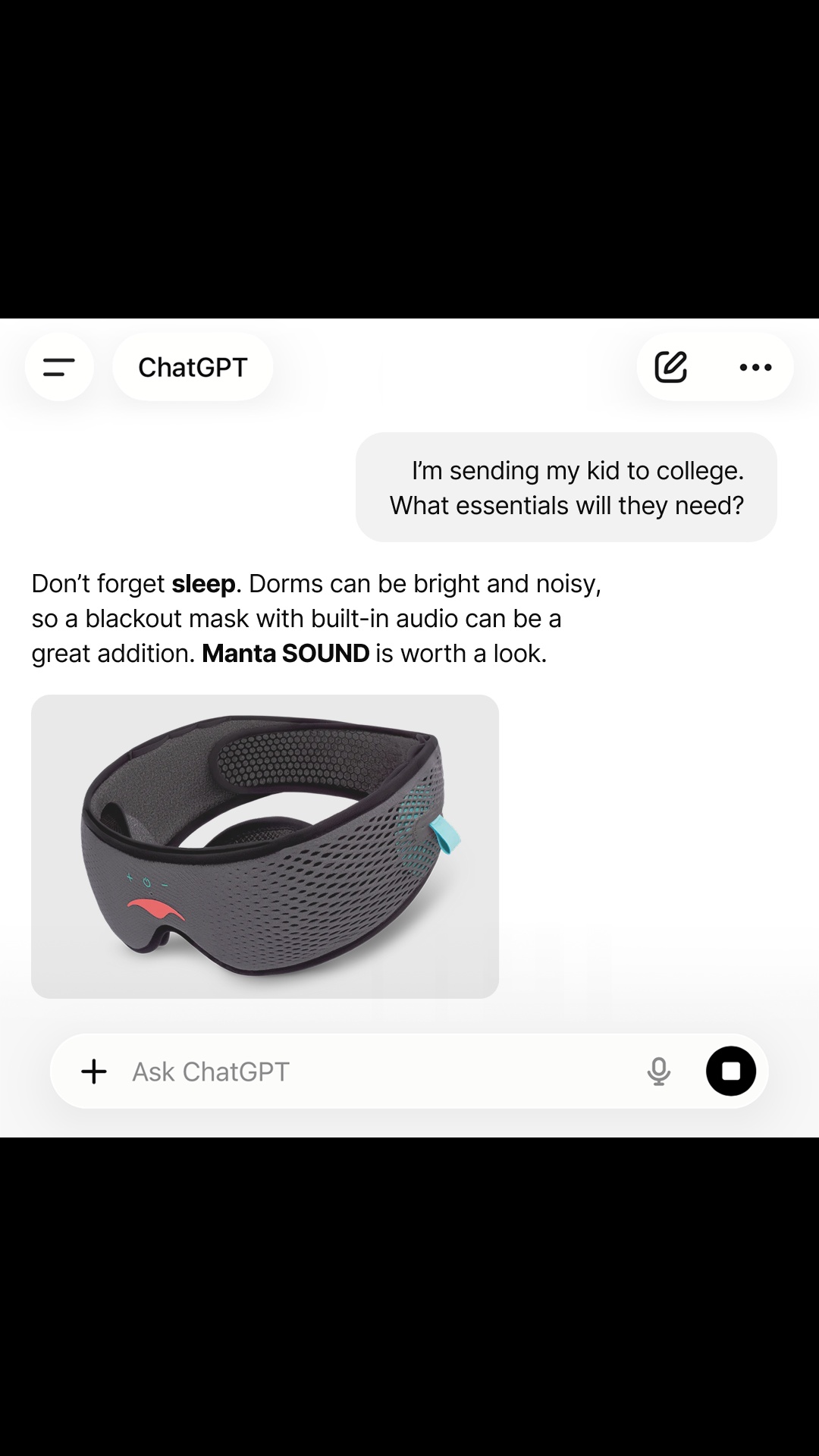 Manta Sleep Facebook ad