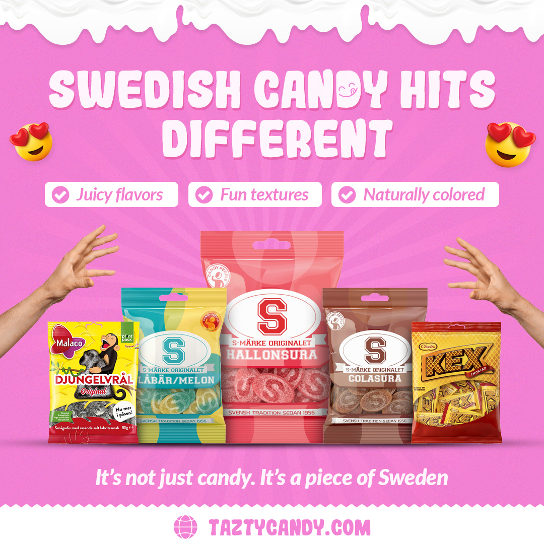 Taztycandy.com Facebook ad: Taste Authentic Swedish Candy