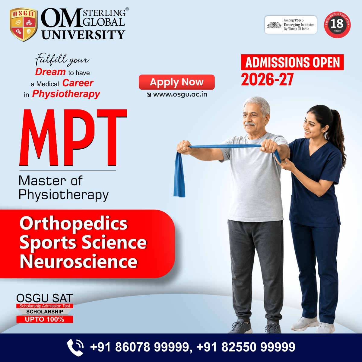 Om Sterling Global University Facebook ad: MPT (Master of Physiotherapy) Admissions Open 2026-27 |…