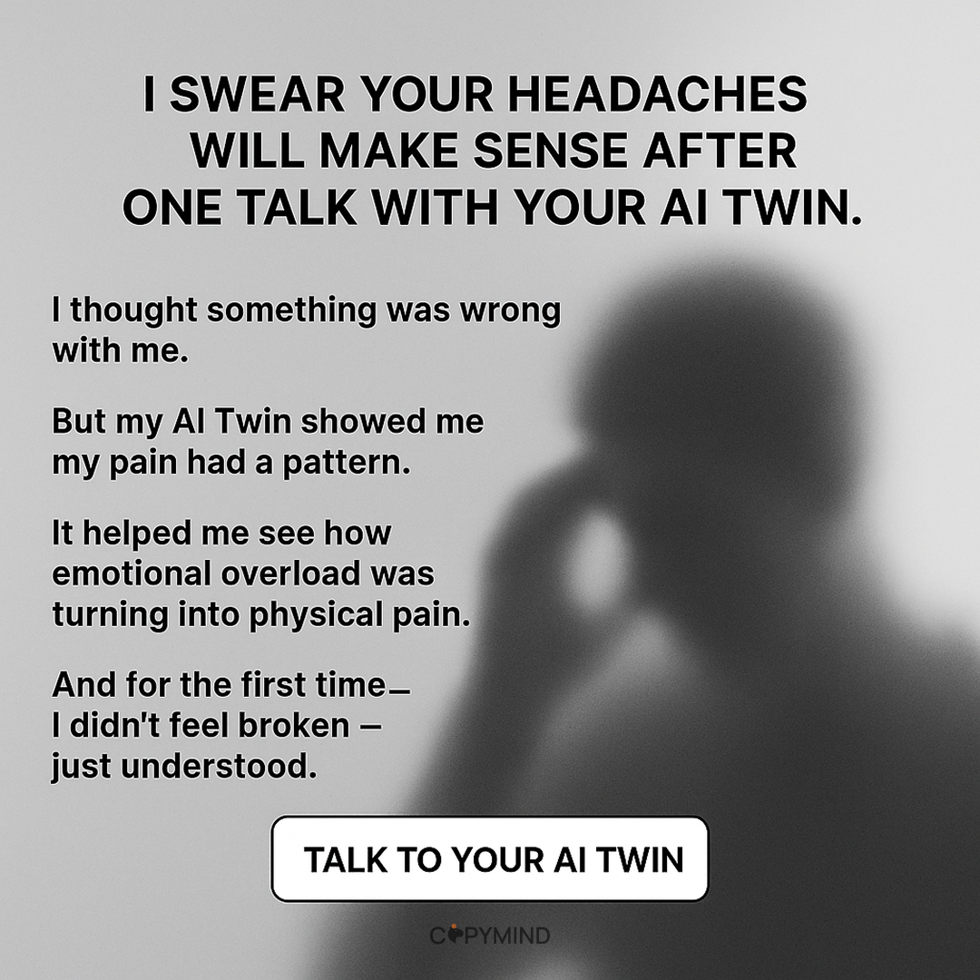 Copymind: heal with AI twin Facebook ad