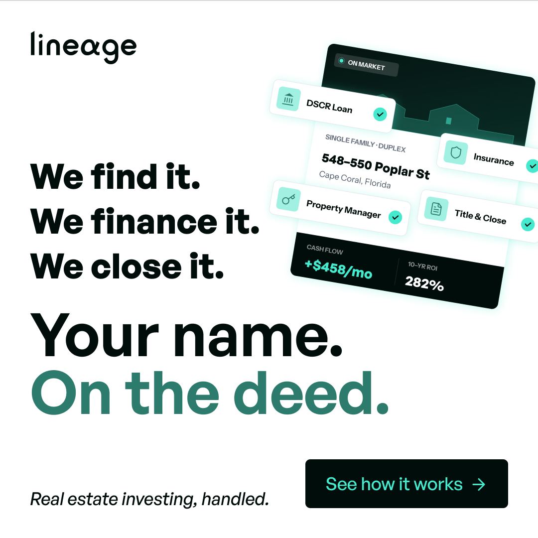 Lineage Real Estate Investing Facebook ad: Your name on the deed