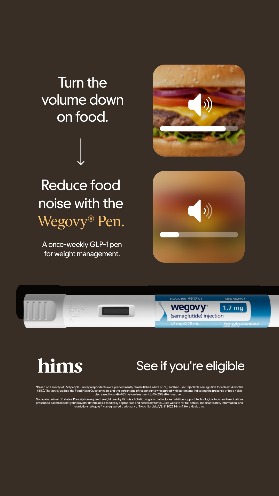 hims Facebook ad: Quiet the food noise