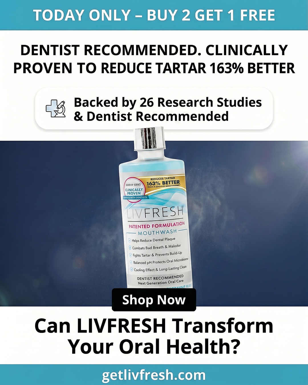 LIVFRESH Facebook ad: Buy 2 Bottles & Get 1 FREE