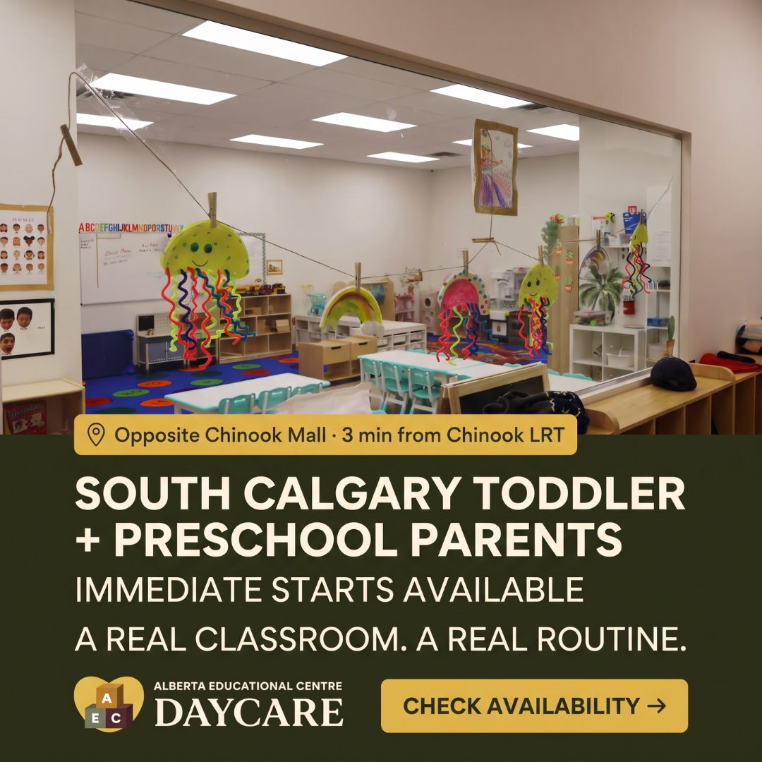 Alberta Educational Centre Daycare Facebook ad: Inclusive Early Learning Near Chinook, Spots Open by Age…