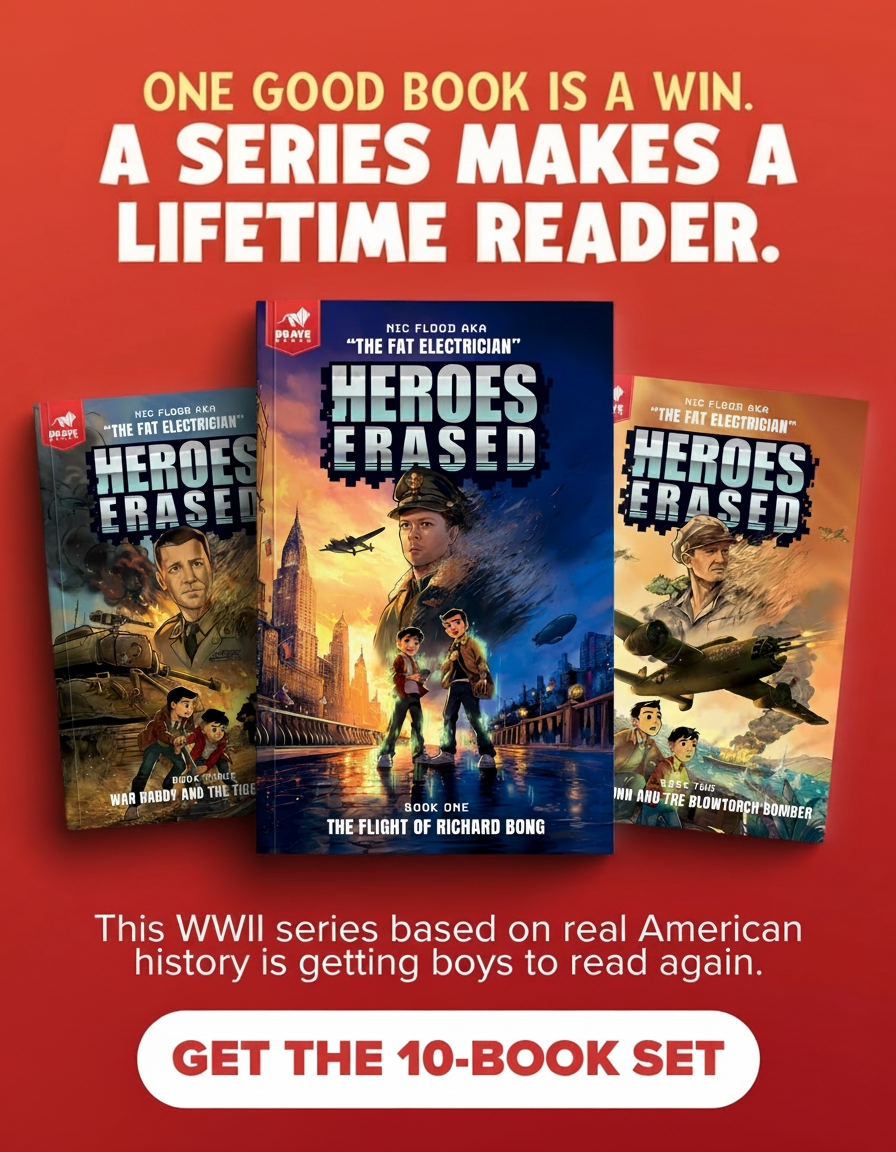 BRAVE Books Facebook ad: Get Your Son Hooked on Reading