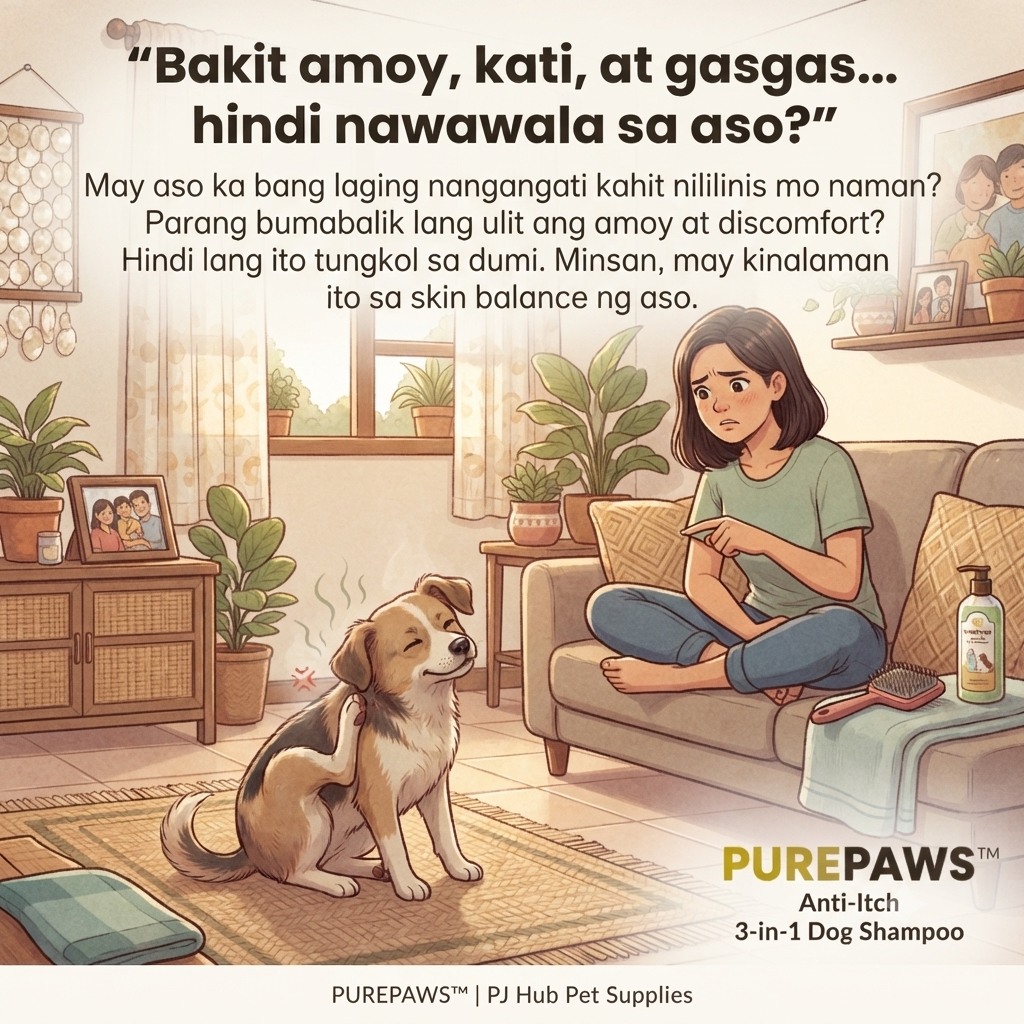PJ Hub Pet Supplies Facebook ad: Paulit-ulit bang nangangati ang aso mo kahit malinis…