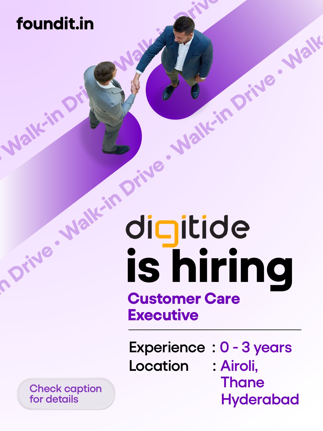 Foundit India Facebook ad: digitide_solutions is hiring Customer Care Executives and…
