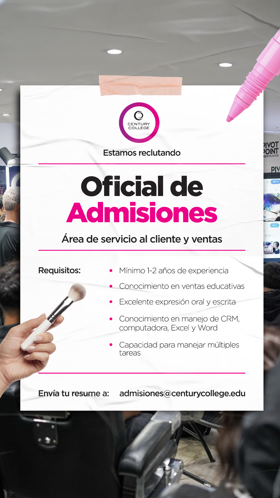 Century College Facebook ad: ¡Matricúlate hoy