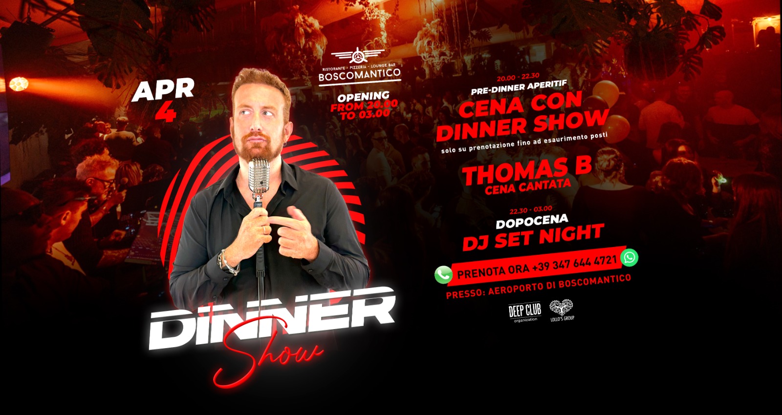 Deep Club Facebook ad: BOSCOMANTICO 𝑳𝑰𝑽𝑬 La Cena Cantata