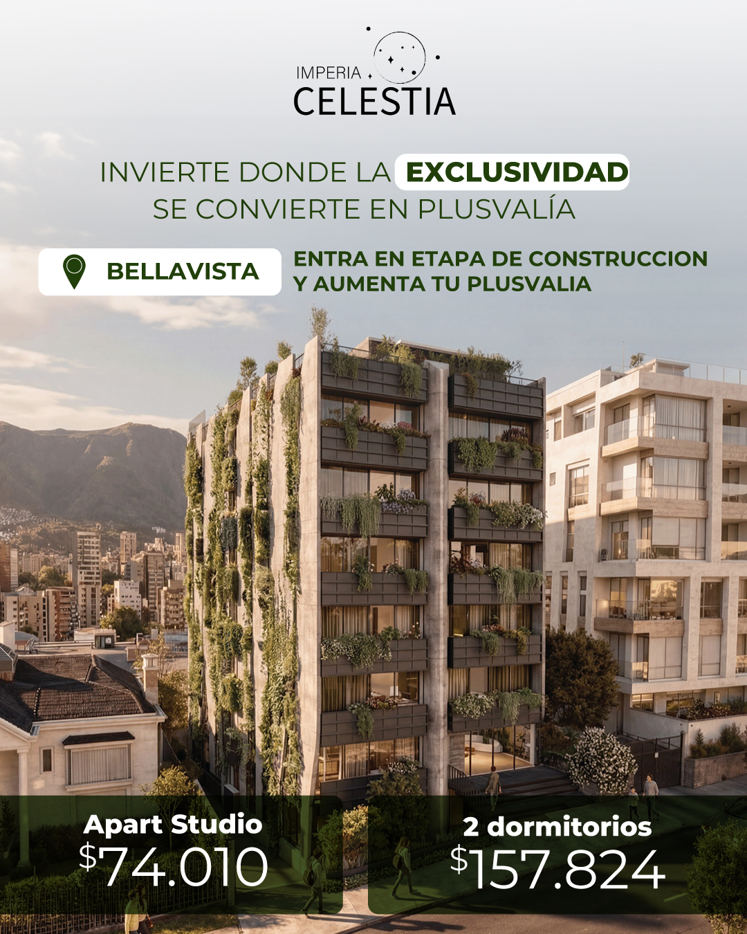 Black Line - Real Estate oportunidades de inversión inmobiliaria Facebook ad: Apart Studios & Suites en Quito-Bellavista